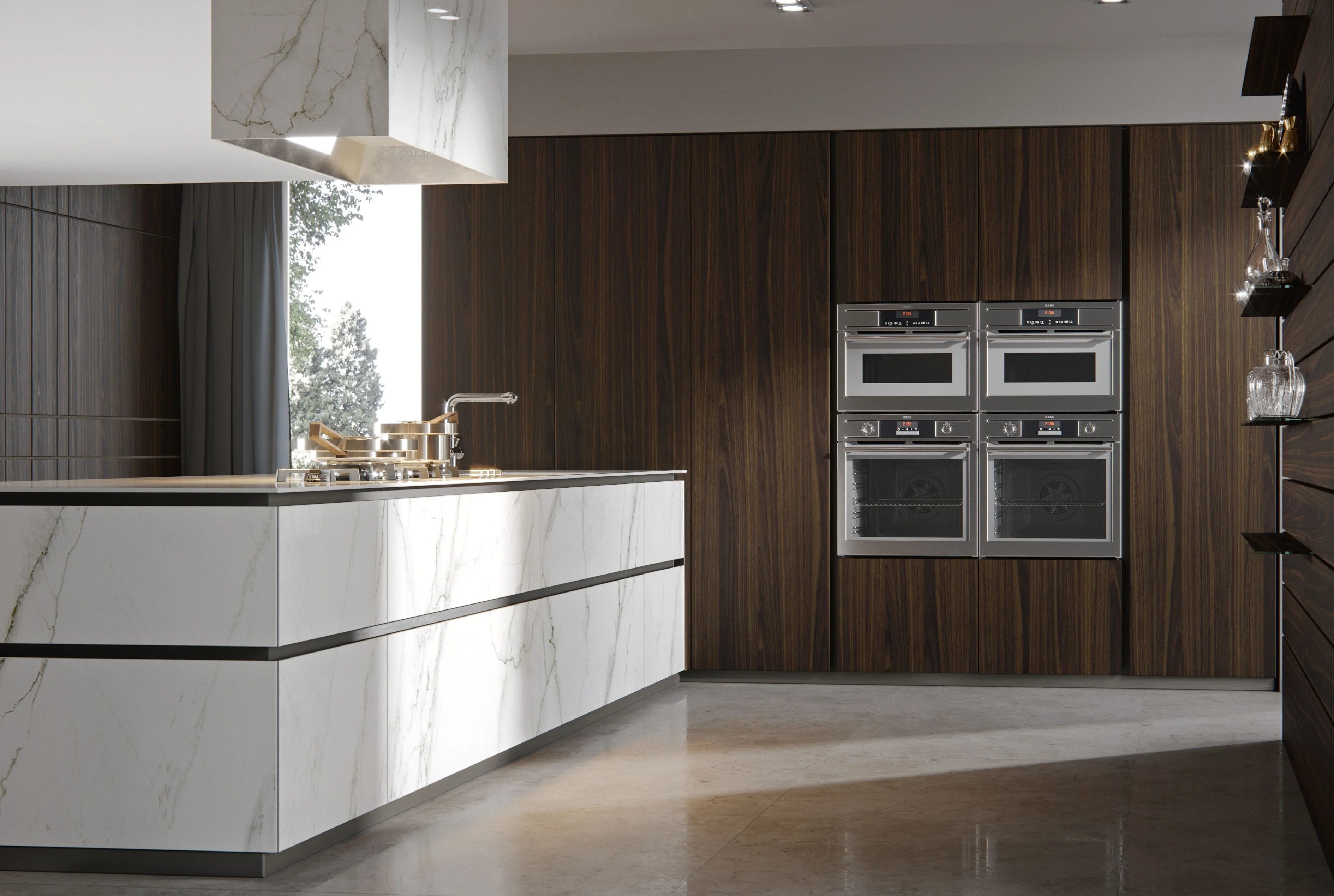 2024 Kitchen Cabinet Luxury Cabinet Kitchen Modular Design Wood Veneer Furniture Pull Down Modern Kitchen Cabinet